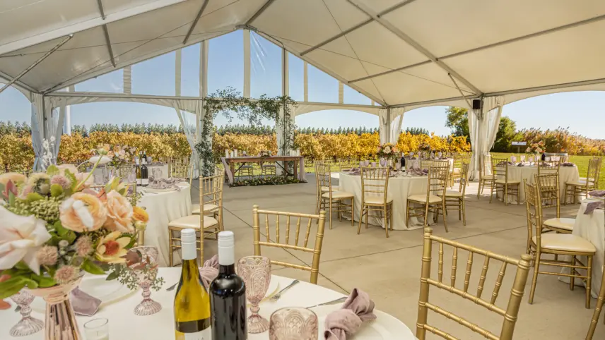 The Tented Terrace at Bella Terra Vineyards a vineyard wedding venue in Niagara on the Lake
