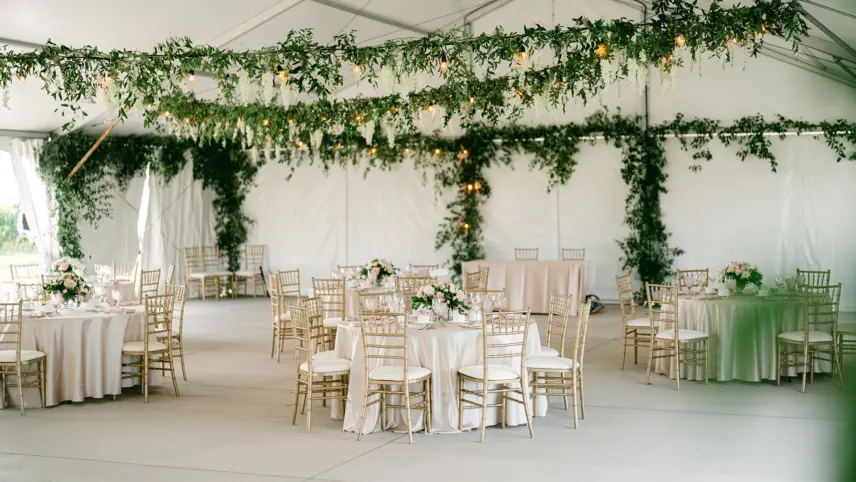 A beautifully decorated tented winery wedding at Bella Terra Vineyards in Niagara on the Lake