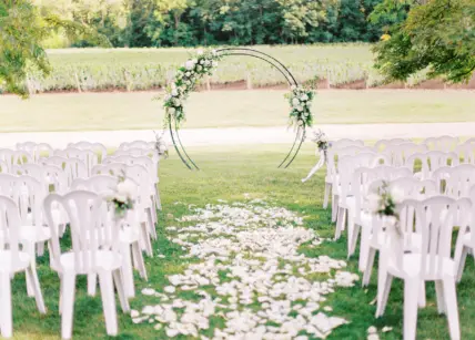 A wedding ceremony on the lawn at Château des Charmes in Niagara-on-the-Lake.