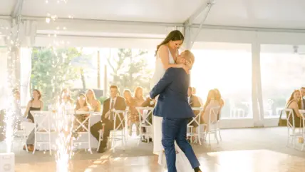 A newly married couple dancing at their wedding at Château des Charmes in Niagara-on-the-Lake.